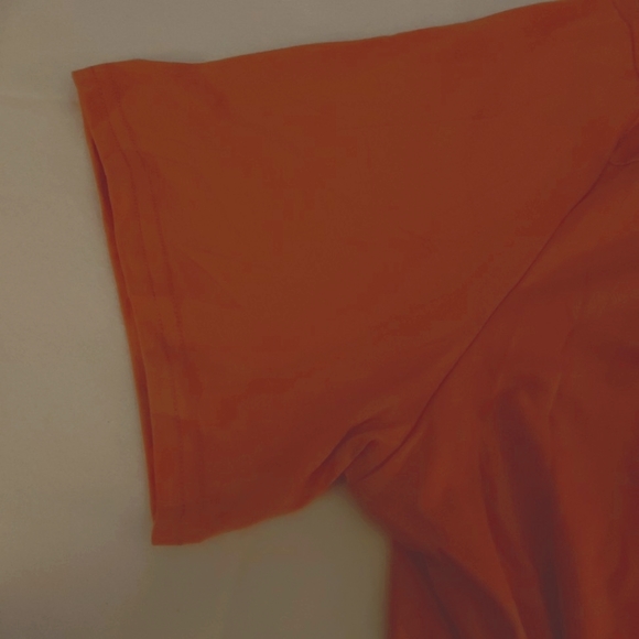 057. Orange Black Buttons Ruched O Neck Short Sleeve Plus Size Top  Size 4X - Picture 9 of 16